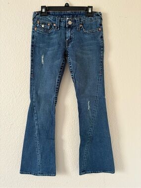 True Religion JOEY Women’s Low Rise Flare Jeans Size 28 x 31 Medium Wash Y2K